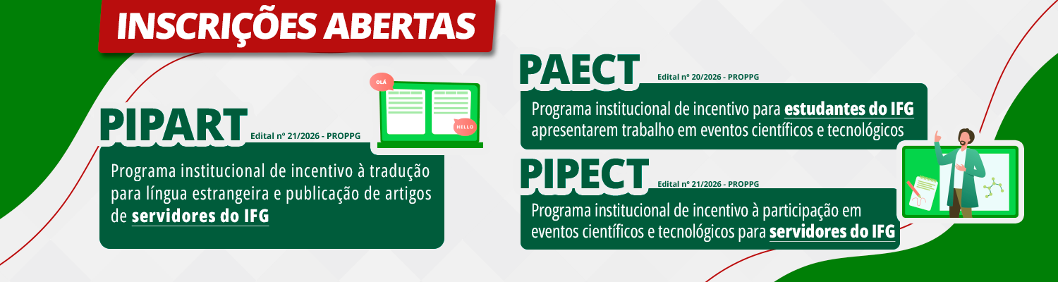 Publicados editais do PIPECT, PAECT e PIPART